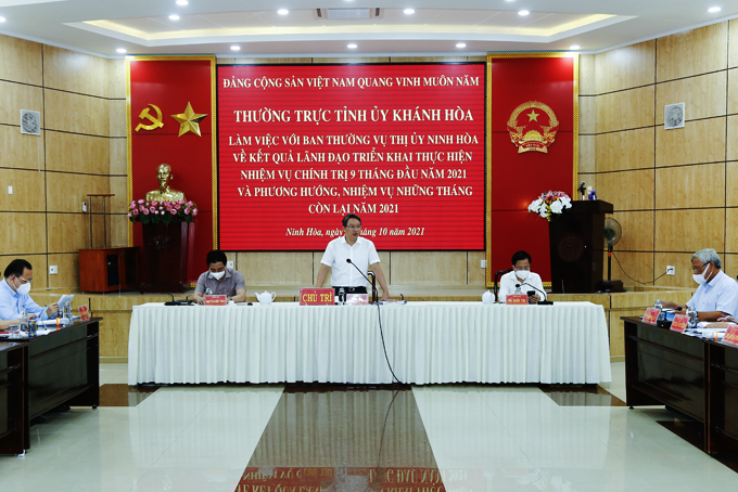 Thường trực Tỉnh ủy Khánh Hòa làm việc với Ban Thường vụ Thị ủy Ninh Hòa