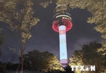 Hàn Quốc trình chiếu hình ảnh Quốc kỳ Việt Nam trên đỉnh Tháp Namsan