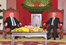 Tổng Bí thư Nguyễn Phú Trọng; Thủ tướng Nguyễn Xuân Phúc tiếp Tổng thống Ai-len M.Hích-gin