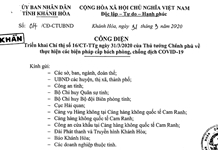 Công điện khẩn của Chủ tịch UBND tỉnh Khánh Hòa về thực hiện các biện pháp cấp bách phòng, chống dịch COVID-19