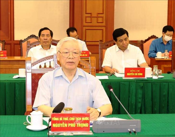 Tổng Bí thư, Chủ tịch nước Nguyễn Phú Trọng chủ trì họp Tiểu ban Văn kiện Đại hội XIII của Đảng