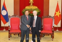 Tổng Bí thư, Chủ tịch nước Nguyễn Phú Trọng tiếp Tổng Bí thư, Chủ tịch nước Lào Bounnhang Vorachith
