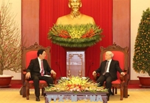 Tổng Bí thư tiếp Đại sứ Trung Quốc đến chào từ biệt
