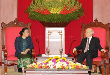 Tổng Bí thư Nguyễn Phú Trọng tiếp Đoàn Đại biểu Ban Đối ngoại Trung ương Đảng Nhân dân Cách mạng Lào
