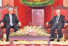 Tổng Bí thư Nguyễn Phú Trọng tiếp; Chủ tịch nước Trần Đại Quang đón, hội đàm; Thủ tướng Nguyễn Xuân Phúc hội kiến Tổng thống Mi-an-ma Tin Chô