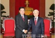 Tổng Bí thư Nguyễn Phú Trọng tiếp Thủ tướng Lào Thongloun Sisoulith