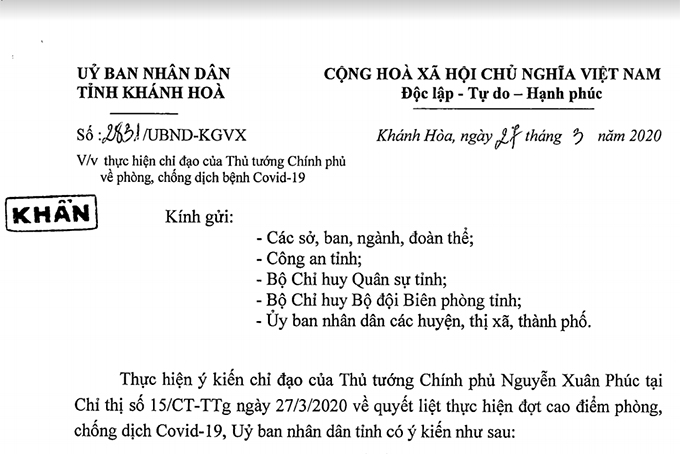 Thực hiện nghiêm các biện pháp phòng, chống dịch Covid-19 trên địa bàn tỉnh Khánh Hòa