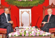 Tổng Bí thư Nguyễn Phú Trọng tiếp; Chủ tịch nước Trần Đại Quang đón, hội đàm; Thủ tướng Nguyễn Xuân Phúc hội kiến; Chủ tịch QH Nguyễn Thị Kim Ngân gặp Tổng thống Hoa Kỳ B.Ô-ba-ma