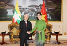 Tổng Bí thư Nguyễn Phú Trọng hội kiến với Cố vấn Nhà nước Myanmar Aung San Suu Kyi