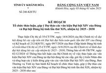 Ban Thường vụ Tỉnh ủy ban hành Kế hoạch tổ chức thảo luận, góp ý Dự thảo các văn kiện Đại hội Đảng