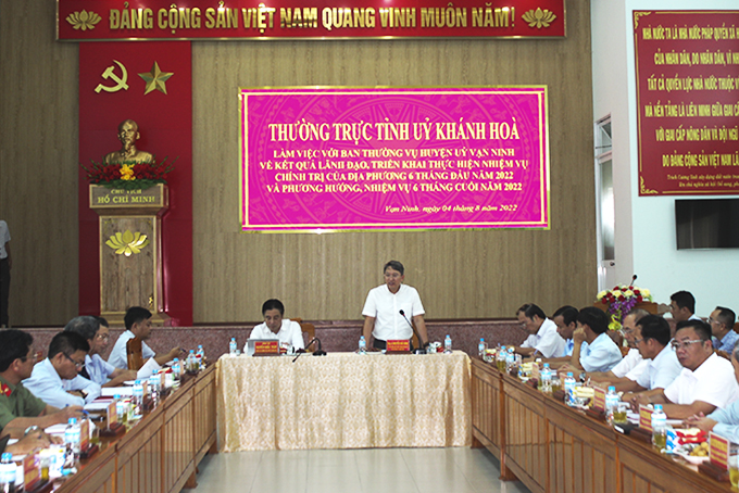 Thường trực Tỉnh ủy Khánh Hòa làm việc với Ban Thường vụ Thị ủy Ninh Hòa và Huyện ủy Vạn Ninh