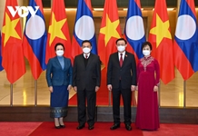 Chủ tịch Quốc hội chủ trì Lễ đón, hội đàm với Chủ tịch Quốc hội nước CHDCND Lào