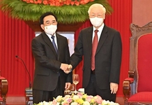 Tổng Bí thư Nguyễn Phú Trọng tiếp Thủ tướng Lào Phankham Viphavanh