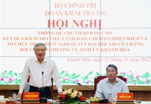 Đoàn kiểm tra của Bộ Chính trị làm việc với Ban Thường vụ Tỉnh ủy Khánh Hòa về việc lãnh đạo, chỉ đạo, triển khai và tổ chức thực hiện Nghị quyết Đại hội XIII của Đảng