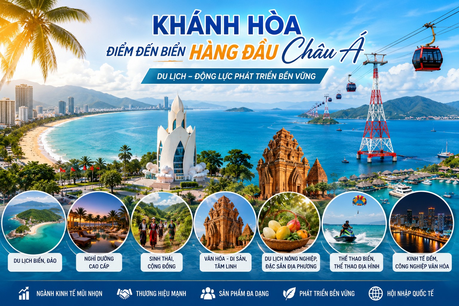 Khánh Hòa quyết tâm đưa du lịch trở thành ngành kinh tế mũi nhọn, điểm đến du lịch biển hàng đầu Châu Á