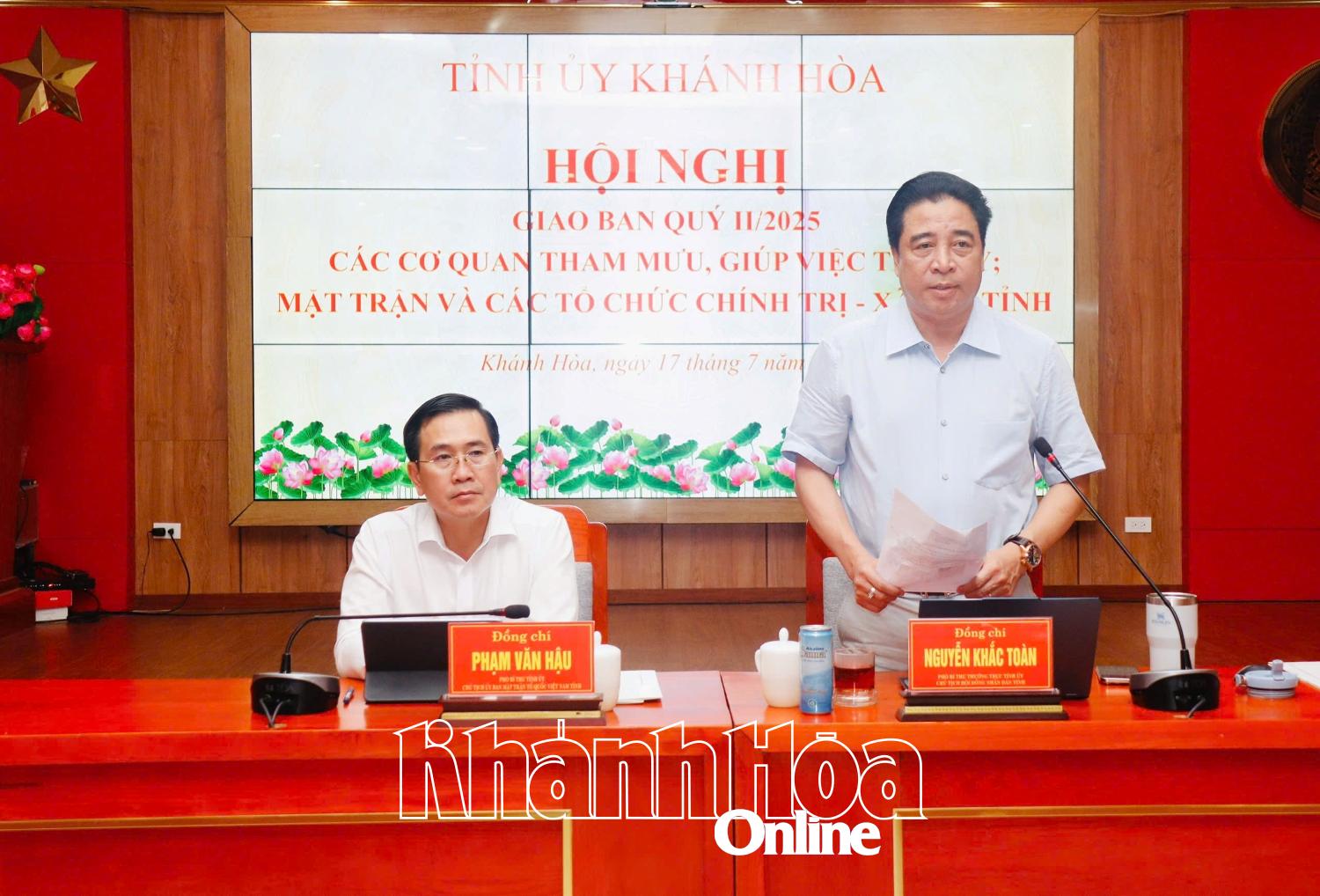 Thường trực Tỉnh ủy giao ban quý II với các cơ quan tham mưu, giúp việc Tỉnh ủy, Mặt trận  và các tổ chức chính trị - xã hội tỉnh