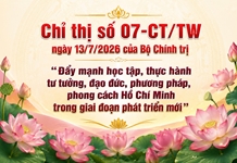 Bộ Chính trị ban hành Chỉ thị số 07-CT/TW, ngày 13/7/2026 về đẩy mạnh học tập, thực hành tư tưởng, đạo đức, phương pháp, phong cách Hồ Chí Minh trong giai đoạn phát triển mới