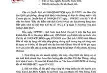 Công văn của UBND tỉnh Khánh Hòa về việc điều chỉnh thực hiện các biện pháp phòng, chống dịch Covid-19 từ ngày 24-9