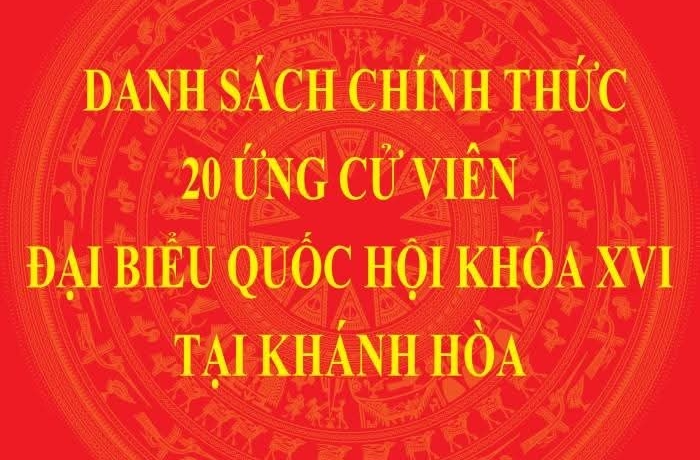 Danh sách chính thức 20 ứng cử viên đại biểu Quốc hội khóa XVI tại Khánh Hòa