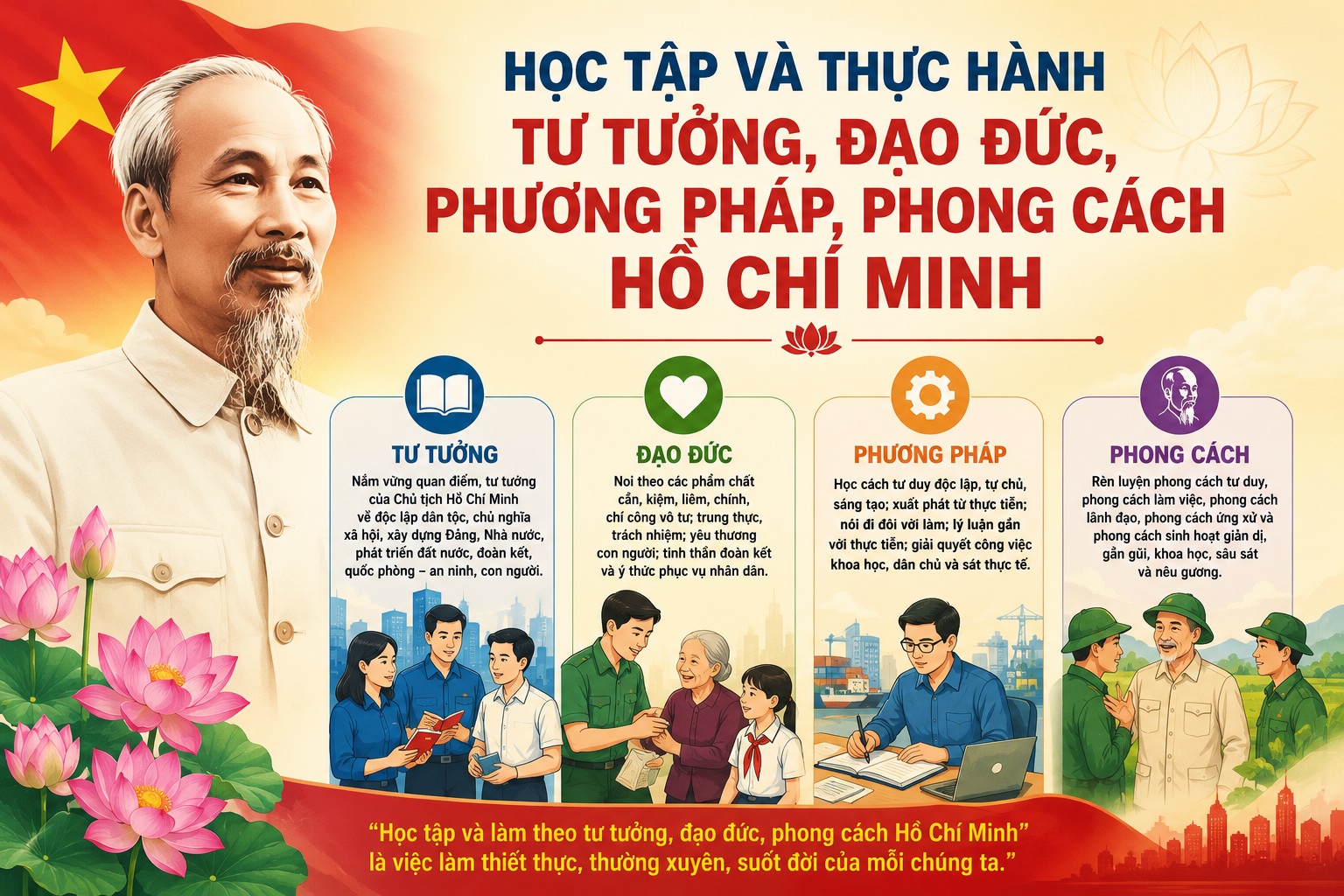 Từ học tập và làm theo đến học tập và thực hành tư tưởng, đạo đức, phương pháp, phong cách Hồ Chí Minh