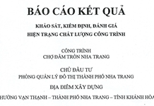 Báo cáo kết quả khảo sát, kiểm định, đánh giá hiện trạng chất lượng công trình chợ Đầm tròn Nha Trang