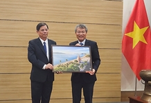 Chủ tịch UBND tỉnh Nguyễn Tấn Tuân thăm và làm việc với Đại sứ quán Việt Nam tại Hàn Quốc